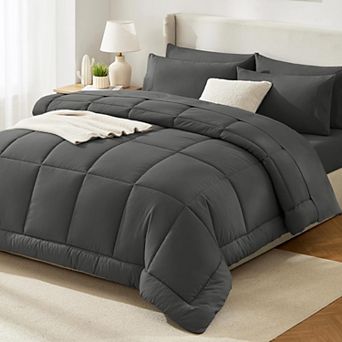 Oversized Queen 7 pc Bed In A Bag Comforter Set OEKO TEX Certified Breathable Microfiber All Season
