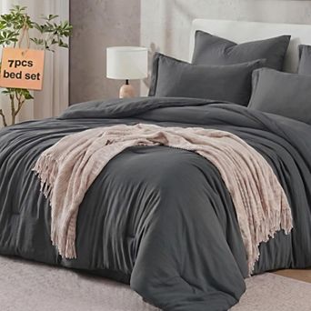 California King 7 pc Bed In A Bag Set Ultra Soft All Season Machine Washable Bedding