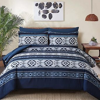 California King 7 pc Boho Striped Western Bedding Set Soft Microfiber All Season Bed In A Bag