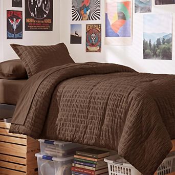 Twin XL 5 pc Seersucker Bed In A Bag Down Alternative All Season Bedding Set
