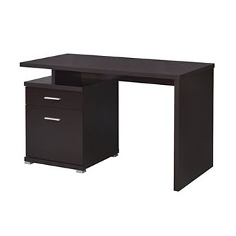 Wooden Contemporary Desk with Cabinet, Brown