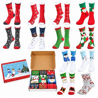 15 Pairs Christmas Holiday Crew Socks Funny Knit Xmas Gift Stocking Stuffer