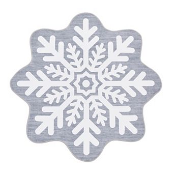 Machine Washable Snowflake Design Area Rug for Entryway Hallway Low Pile Carpet