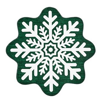 Machine Washable Snowflake Design Area Rug for Entryway Hallway Low Pile Carpet