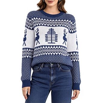 GloryStar Christmas Long Sleeve Sweaters for Women Crewneck Knit Pullover Festival Holiday Outfit
