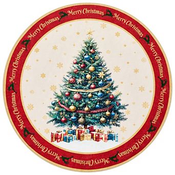 Christmas Area Rugs, Xmas Tree Balls Ribbons Gift Boxes Washable Vintage Carpet for Holiday Decor