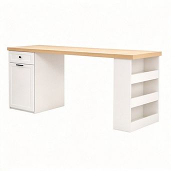 86.6" Laundry Room Washer Dryer Storage Cabinet with Spacious Countertop,Drawer，Hamper & Racks
