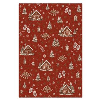 GENIMO Christmas Area Rug Machine Washable Non Slip Low Pile Lightweight Indoor Rug for Living Room