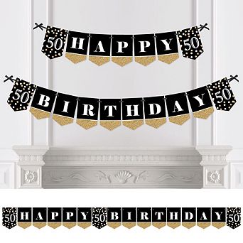 Big Dot Of Happiness Adult 50th Birthday - Gold - Bunting Banner Party Decor - Happy Birthday