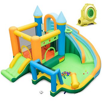 Costway Inflatable Water Slide Kids Blow up Pool Park Climbing Wall with 735W Blower