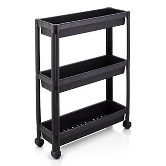 Costway 3 tier Slim Rolling Storage Cart 2-Pack with Wheels, Detachable Design for Kitchen