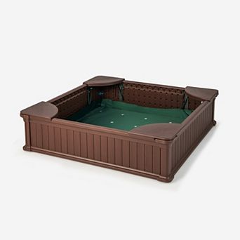 Costway Kids Outdoor Sandbox 48.5" x 48.5" x 12.5" Large HDPE Sandpit with Oxford Cover