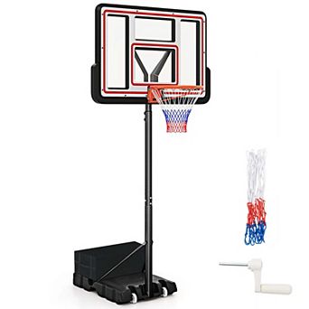 Costway 7.4-10 FT Basketball Hoop Outdoor System with 44 Inch Shatterproof PC Backboard