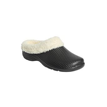 Comfortview Women's The Fur Lined Slip-On Rubber Clog Mule