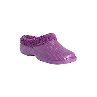Comfortview Women's The Fur Lined Slip-On Rubber Clog Mule