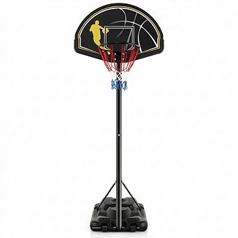Costway 4.25-10FT Portable Adjustable Basketball Goal Hoop System with 2 Nets Fillable Base