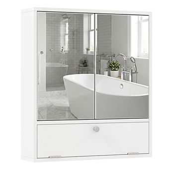 Costway Bathroom Wall Cabinet with Mirror Modern Medicine Cabinet with 2 Mirrored Doors