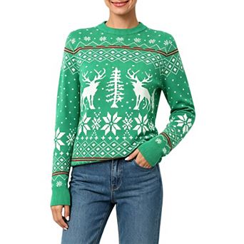 Women Ugly Christmas Funny Xmas Long Sleeve Sweatshirt Reindeer Crew Neck Snowflake Snowman Sweaters