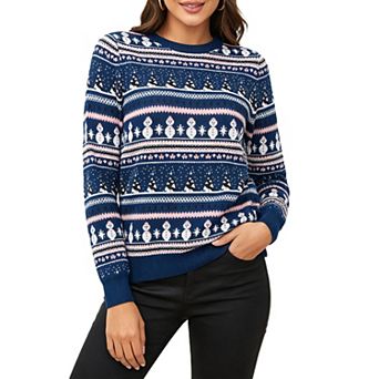 GloryStar Women's Christmas Sweater Crewneck Long Sleeve Pullover Snowflake Tree Knitted Sweaters
