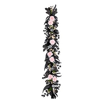 6ft. Pretty Morbid Pink Carnation Halloween Garland