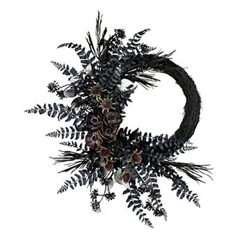 18 in Deep Purple Fern Wreath with Cherry Blossom Wreath