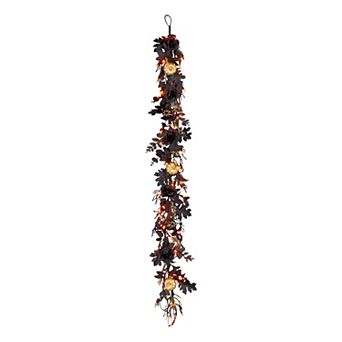 6ft. Chic Eek Black Halloween Garland with LED Lights