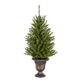 National Tree Company 4' Dunhill Fir® Entrance Tree in Dark Bronze Pot with 70 Clear Lights-UL
