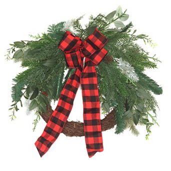 22 in Mixed Pine Bow Christmas Wreath