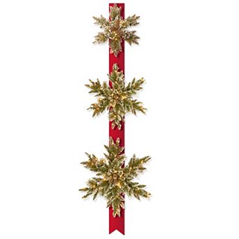 77in.Glittery Bristle® Pine Triple Snowflake Door Decoration