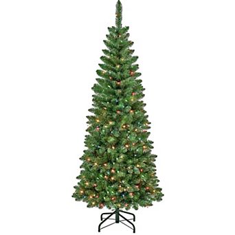 6ft. Rowan Pencil Slim Tree with Multicolor Lights