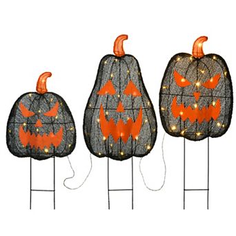 35 in Black Jack-O-Lantern Garden Stakes with LED Lights