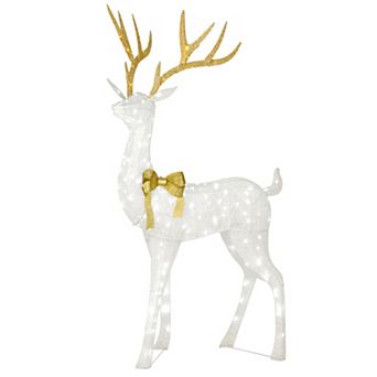 86 in Pre-lit Crystal White Standing Buck