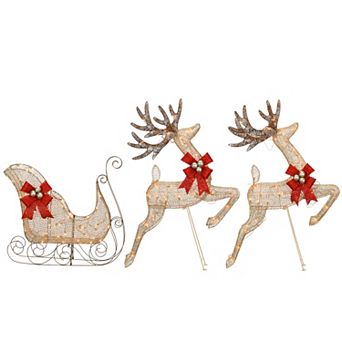 Reindeer and Sleigh with Clear Lights, Champagne
