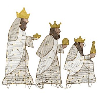 42 in Mesh Fabric Three Wisemen with LED Lights