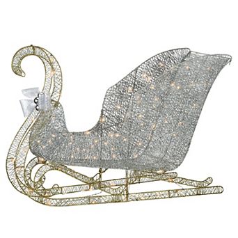 48 in Silver and Gold Santas Sleigh with LED Lights
