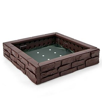 Costway Kids Sandbox with Cover Bottom Liner Backyard Beach HDPE Sandpit for Outdoor Play