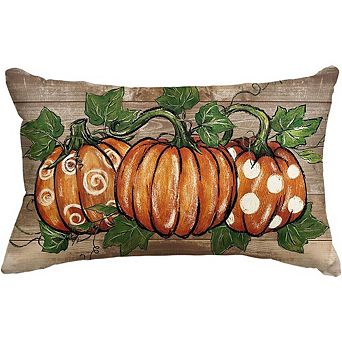 Fall Pumpkin Wood Grain Throw Pillow Cover 12x20 Inch