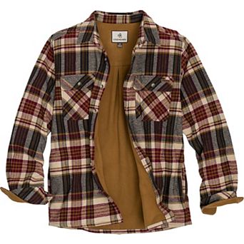 Mens Legendary Whitetails Buck Camp Flannel Fleece Lined Button Up Shirt Jacket
