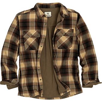 Mens Legendary Whitetails Buck Camp Flannel Fleece Lined Button Up Shirt Jacket