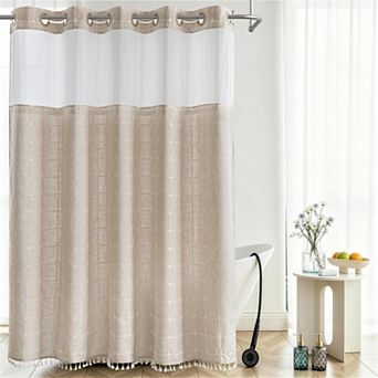 Awesome Home Geometric Tassels Shower Curtain with Snap-in Liner