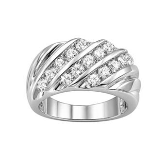 Jewelexcess Men's 14k Sterling Silver 2 Carat T.W. Lab-Grown Diamond Comfort Fit Ring