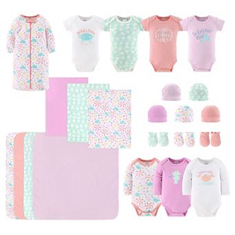 The Peanutshell Newborn Baby Layette Gift Set For Baby Girls, Ocean Flower, 23 Essential Pieces