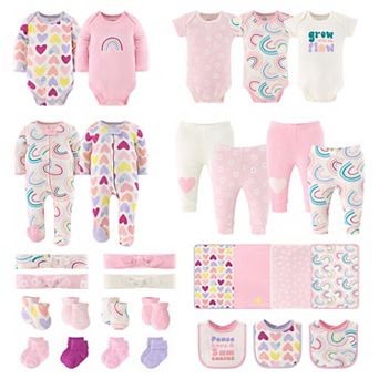 The Peanutshell Newborn Baby Layette Gift Set For Baby Girls, Pretty Sweet, 23 Essential Pieces