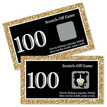 Big Dot Of Happiness Adult 100th Birthday Gold - Birthday Party Game Scratch Off Cards 22 ct