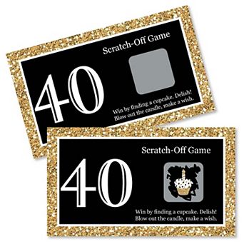 Big Dot Of Happiness Adult 40th Birthday Gold - Birthday Party Game Scratch Off Cards - 22 ct