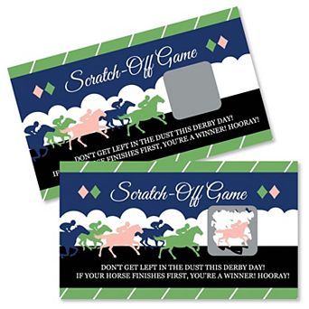 Big Dot Of Happiness Kentucky Horse Derby - Horse Race Party Game Scratch Off Cards - 22 ct