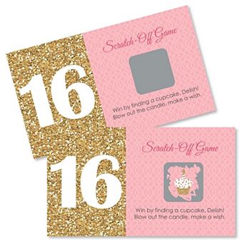 Big Dot Of Happiness Sweet 16 - 16th Birthday Party Game Scratch Off Cards - 22 Count