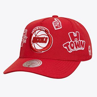 Unisex Mitchell & Ness Red Houston Rockets Hardwood Classics Downtown Doodle Pro Snapback Hat