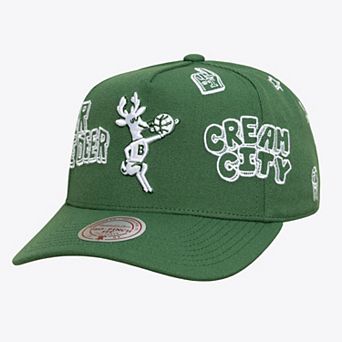 Unisex Mitchell & Ness Hunter Green Milwaukee Bucks Hardwood Classics Downtown Doodle Pro Snapback Hat
