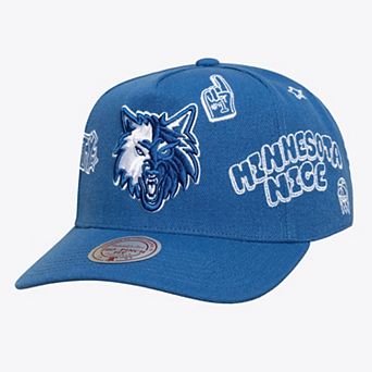 Unisex Mitchell & Ness Blue Minnesota Timberwolves Hardwood Classics Downtown Doodle Pro Snapback Hat